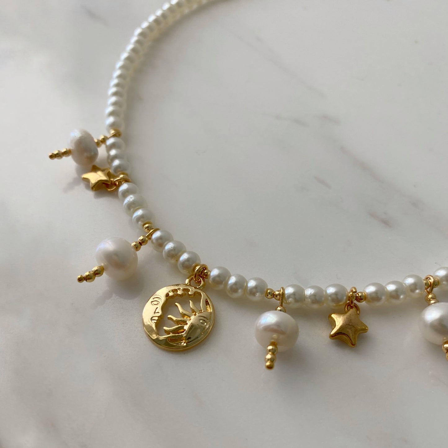 Collar perlas luna/sola