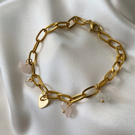 Pulsera corazón cuarzos