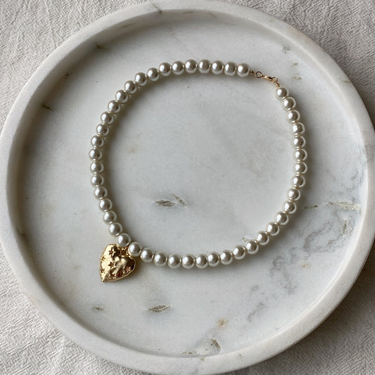 Collar Perlas corazón XL