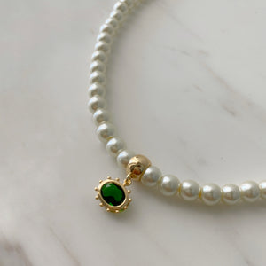 Collar perlas cristal verde