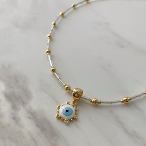Collar ojo turco blanco