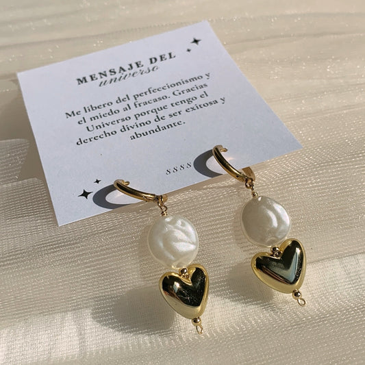 Aretes perla corazón