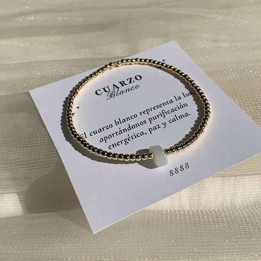 Pulsera balín cuarzo blanco