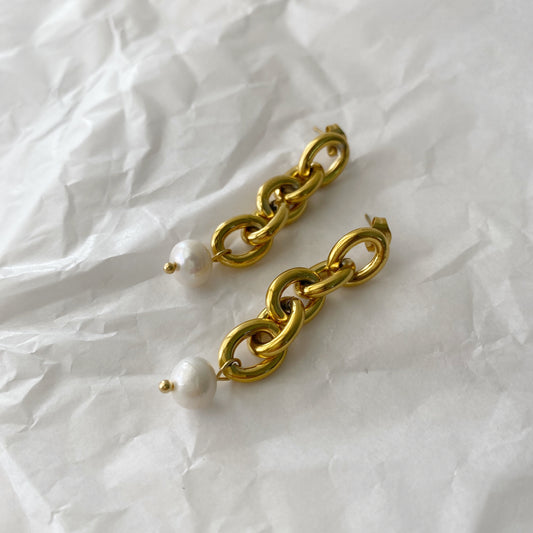 Aretes cadena perla