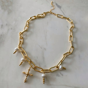 Collar chunky cruz bolitas