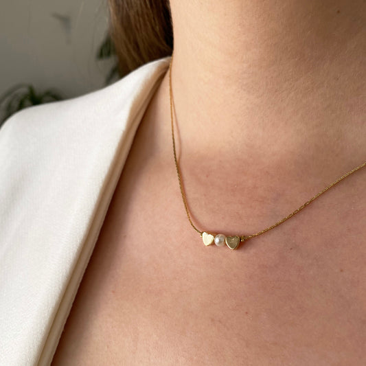 Collar corazón doble
