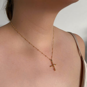 Collar cruz bolitas