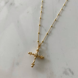 Collar cruz bolitas